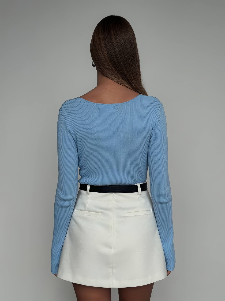 Pileli Fildişi Mini Etek