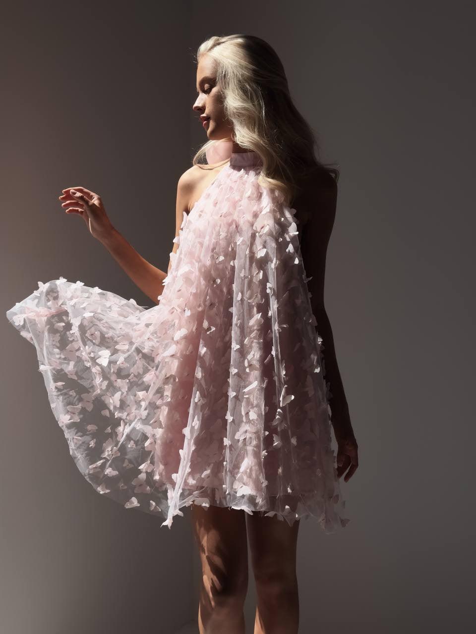 Büyüleyici Pembe Çiçekli Mini Elbise