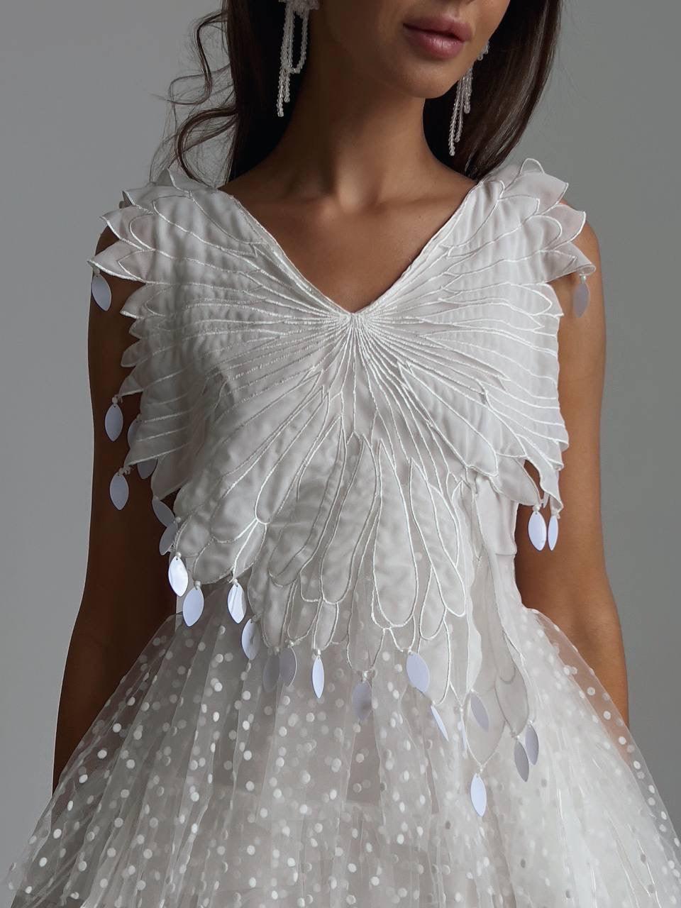 Tüylü Zarif Mini Elbise