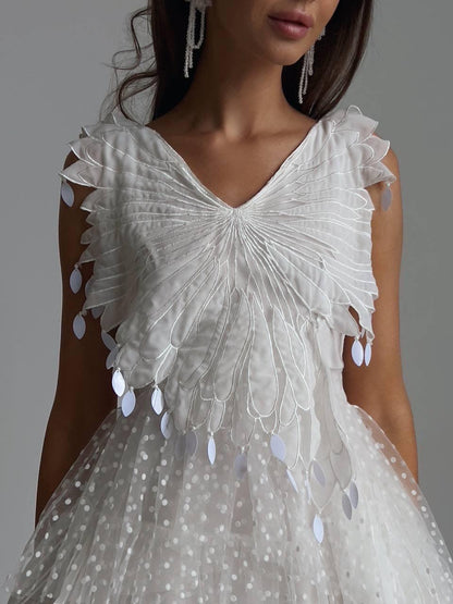 Tüylü Zarif Mini Elbise