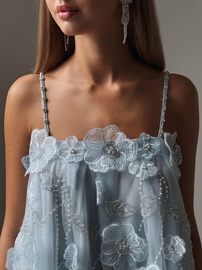 Zarif Çiçekli Mini Elbise