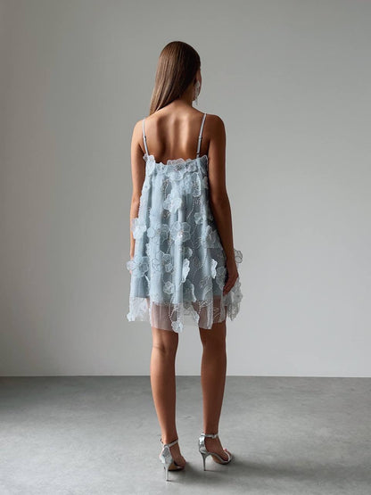 Zarif Çiçekli Mini Elbise