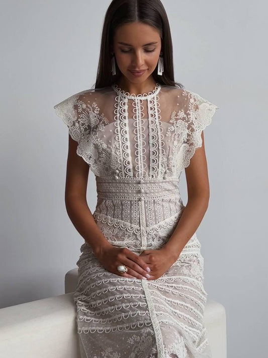 Zarif Dantel Midi Elbise