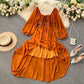 Cottagecore Chiffon Elegant Maxi Dress, Puff Sleeve Vintage Dress