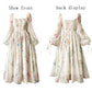 Floral Chiffon Midi Fairy Dress,Elegant Long Sleeve Evening Party Dre