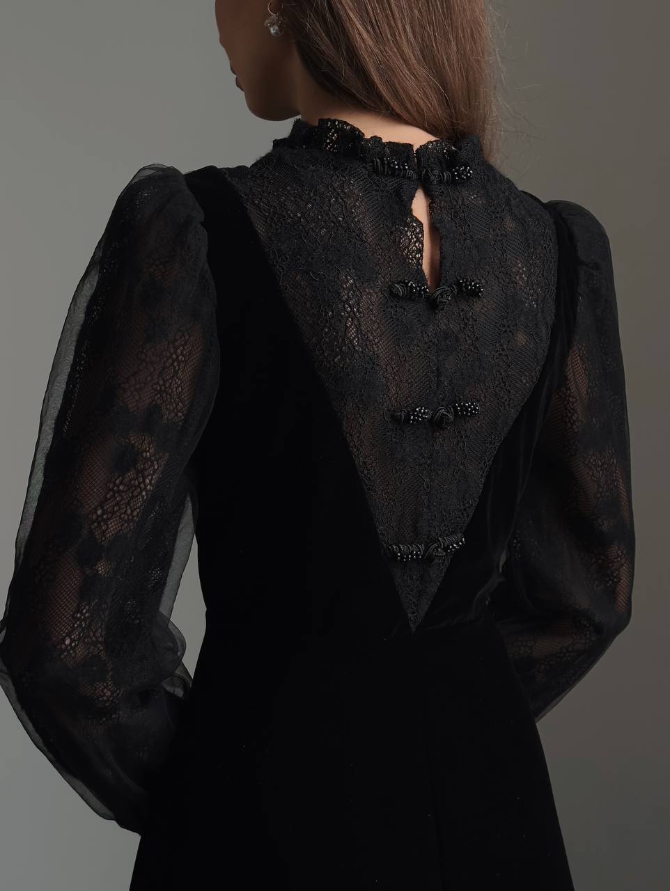 Kadife Dantel İllüzyon Elbise