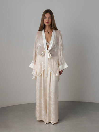 Payetli Saten Kimono