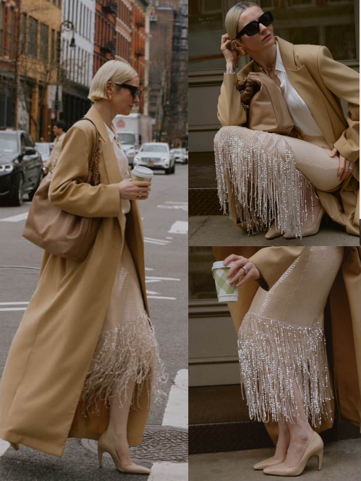 Pullu Kristal Püsküllü Yırtmaçlı Etek