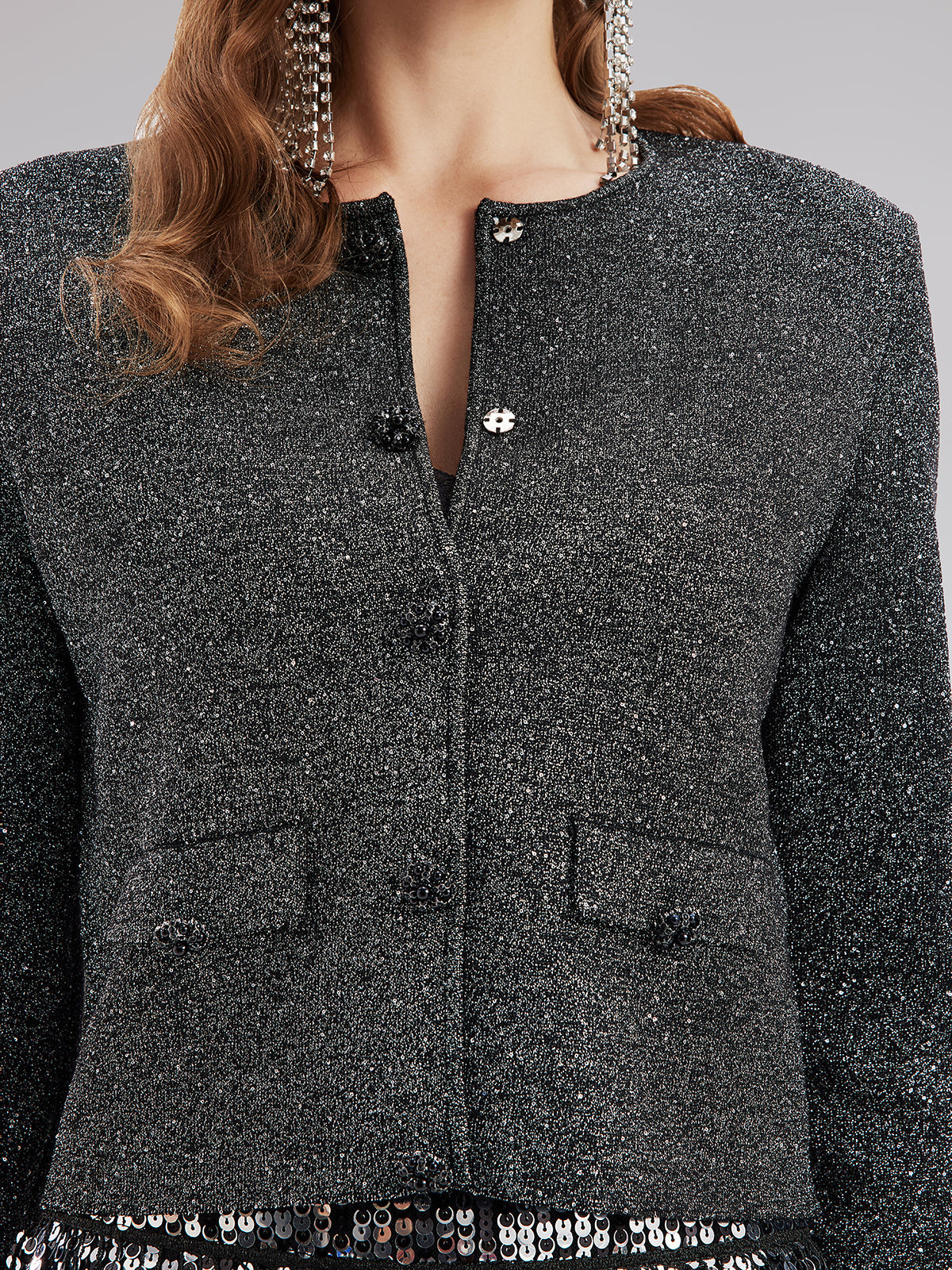 Lüks Çıkarılabilir Tüylü Yün Triko Ceket