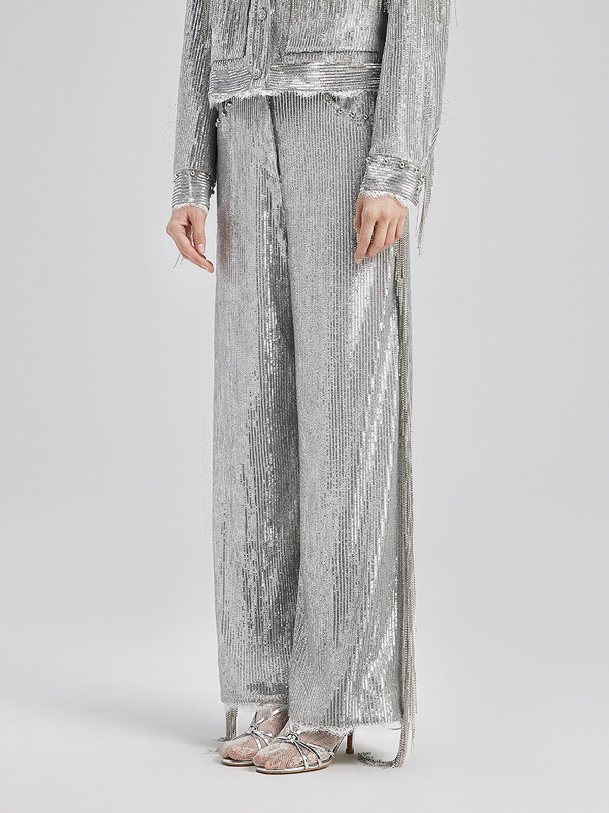 Pullu Dantelli Püsküllü Boncuklu Pantolon