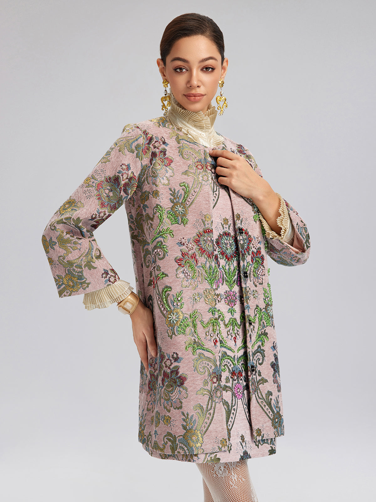 El İşlemeli Nakışlı İpek Dokulu Ceket