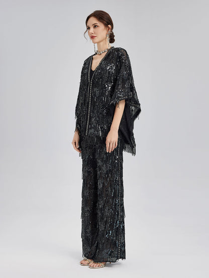 Özel Tasarım Pullu Püsküllü Rock Pelerin