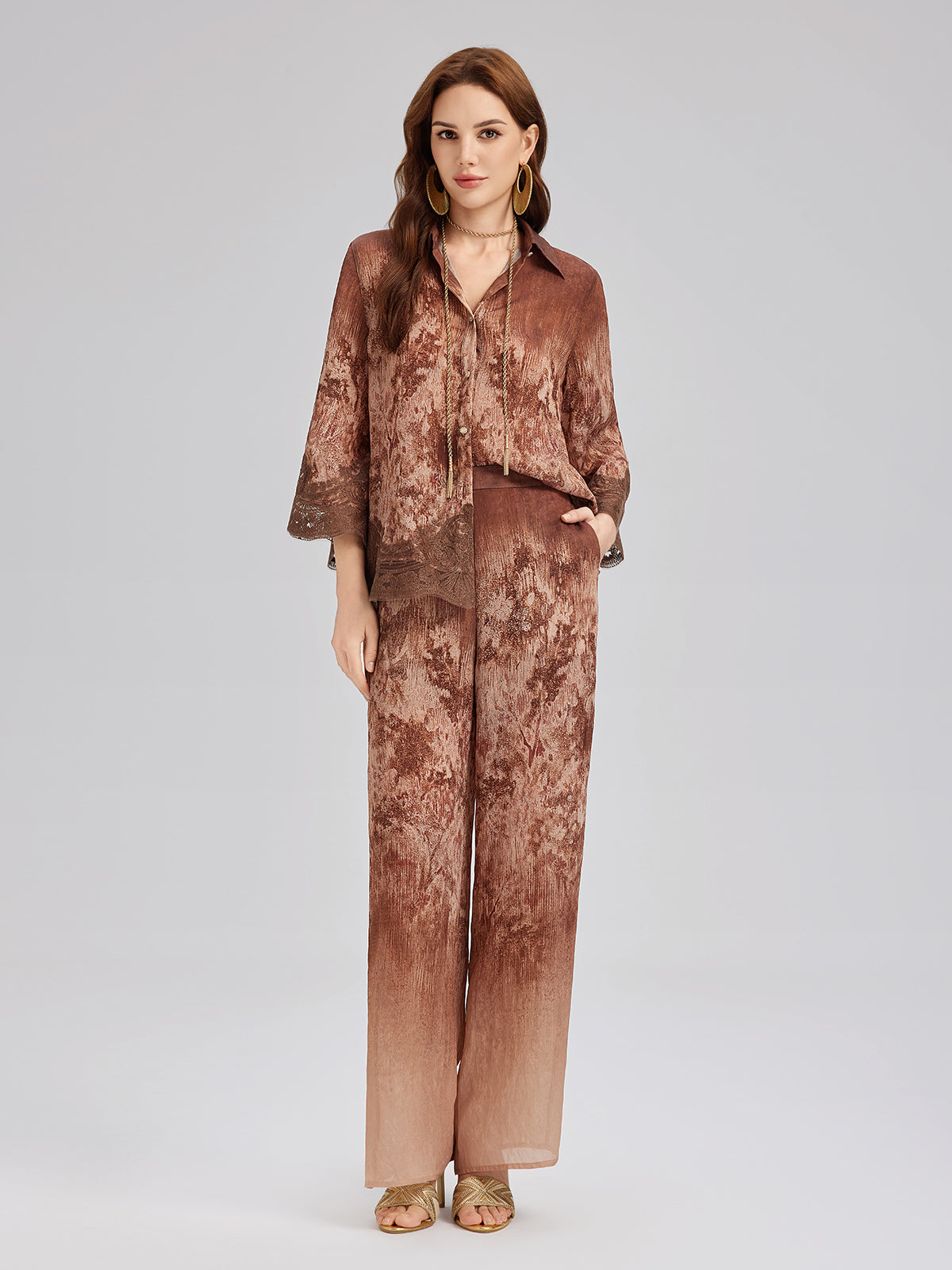 Renk Geçişli Dantel Kenarlı Pantolon