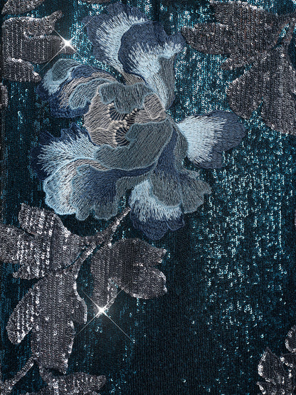 Pullu Çiçek Nakışlı Etek