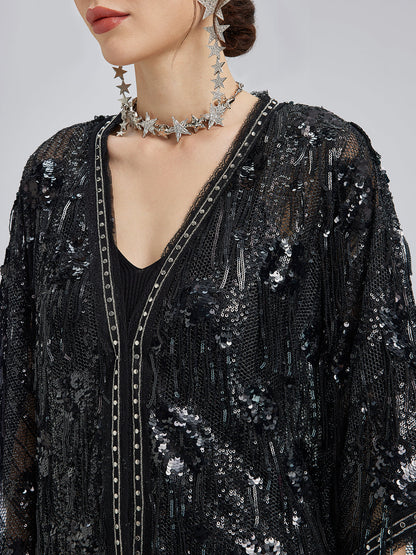 Özel Tasarım Pullu Püsküllü Rock Pelerin