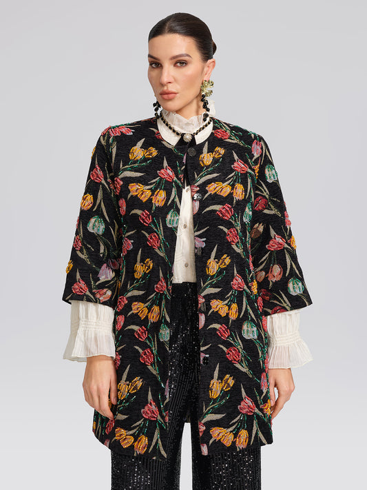 3 Boyutlu El İşlemeli Gösterişli Ceket