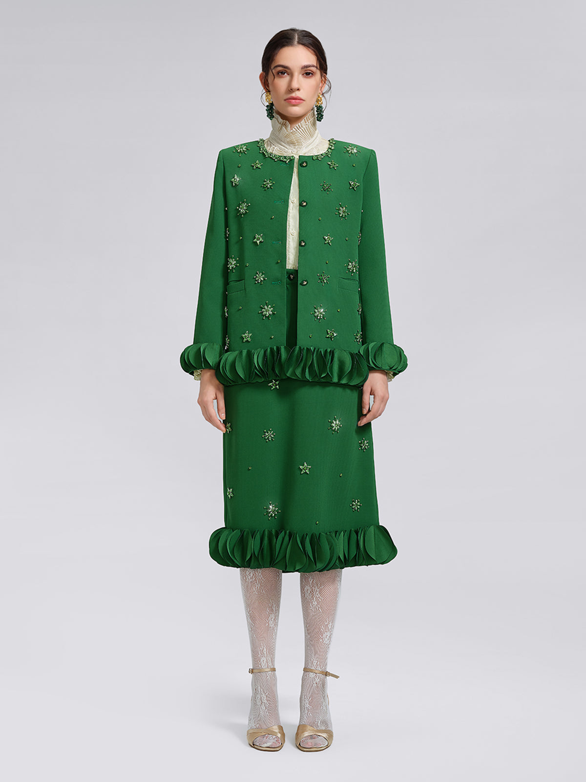 El İşlemeli Çiçekli Ceket