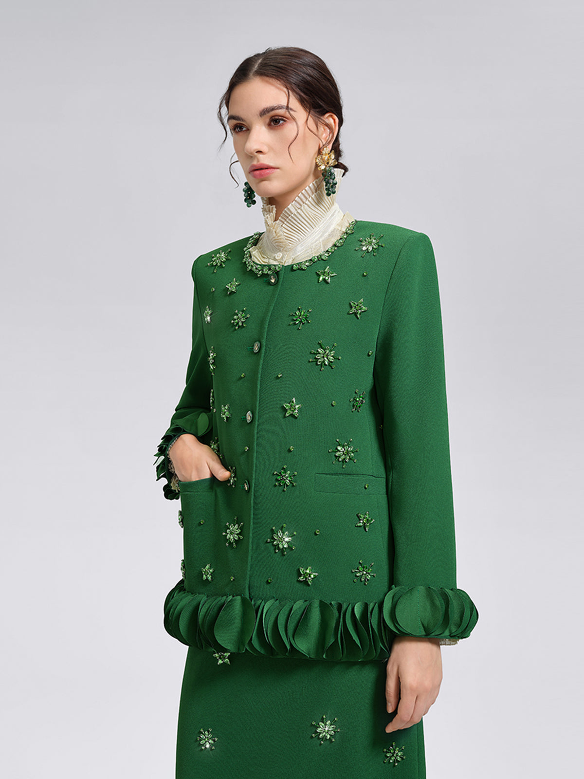 El İşlemeli Çiçekli Ceket