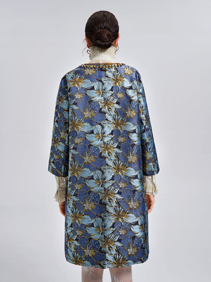 El İşlemesi Taşlı Çiçekli Jakar Ceket