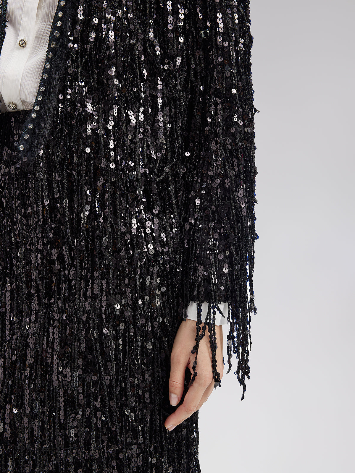 Pullu Boncuklu Püsküllü Kısa Ceket