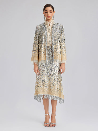 Lüks Boncuklu Gölgeli Püsküllü Ceket