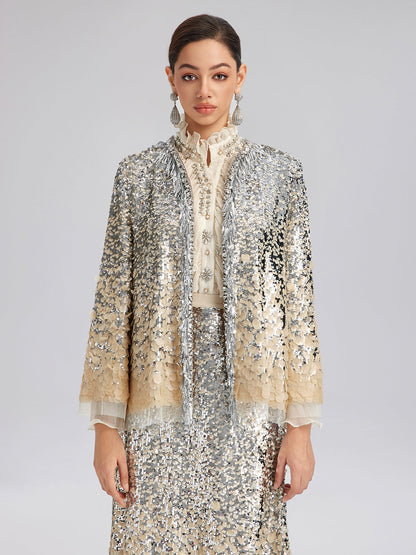 Lüks Boncuklu Gölgeli Püsküllü Ceket