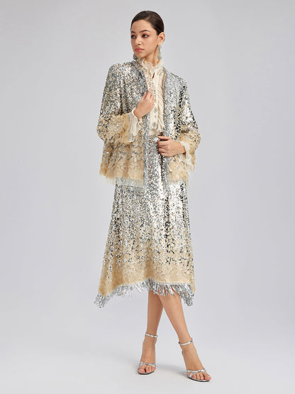 Lüks Boncuklu Gölgeli Püsküllü Ceket