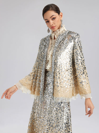 Lüks Boncuklu Gölgeli Püsküllü Ceket