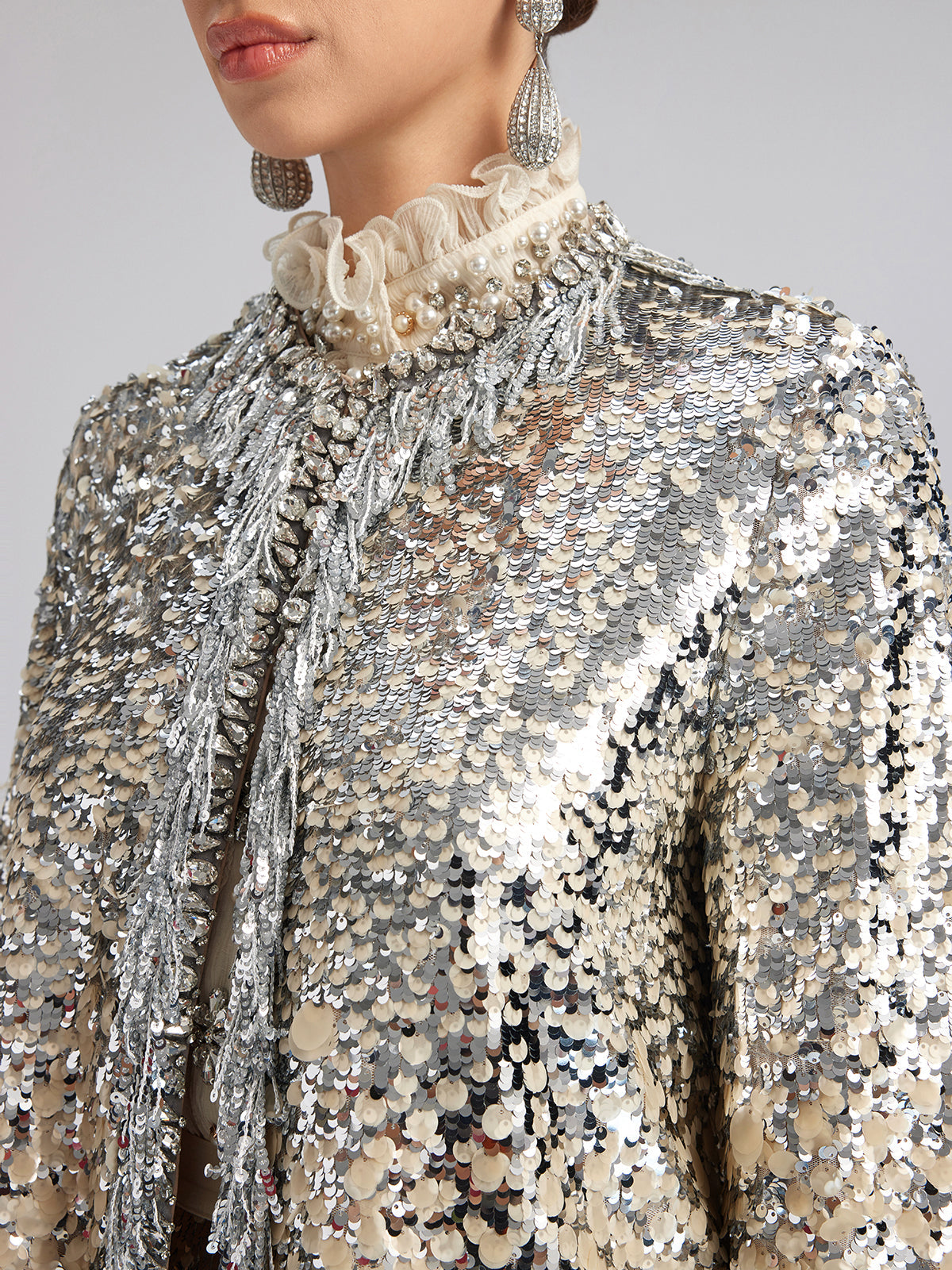 Lüks Boncuklu Gölgeli Püsküllü Ceket