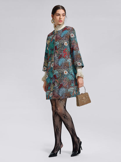 El Yapımı Çok Çiçekli Jakar Boncuklu Ceket