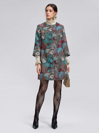 El Yapımı Çok Çiçekli Jakar Boncuklu Ceket