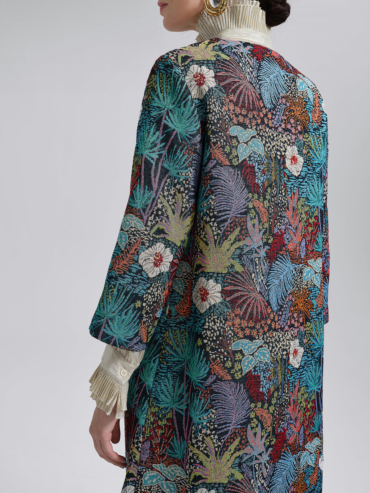 El Yapımı Çok Çiçekli Jakar Boncuklu Ceket