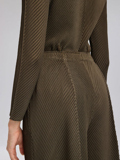 Pileli Dokulu Beli Lastikli Bol Pantolon