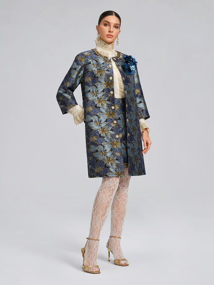 El İşlemesi Taşlı Jakar Mini Etek