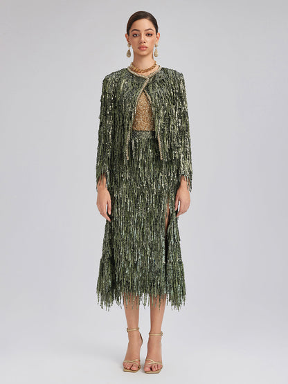 El Yapımı Pullu Püsküllü Taşlı Ceket