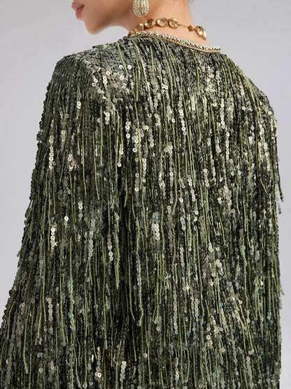 El Yapımı Pullu Püsküllü Taşlı Ceket