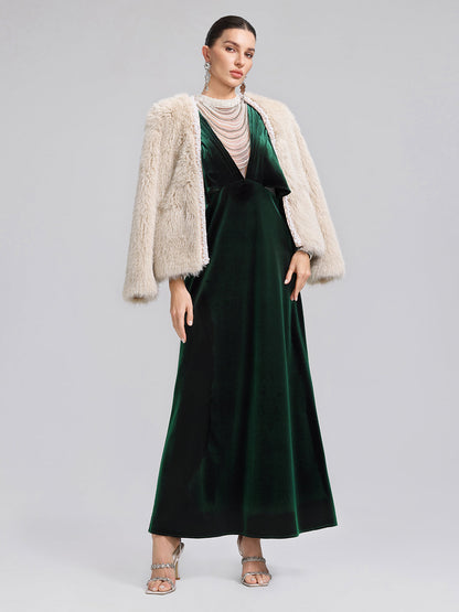 Gümüş Uçlu İncili Kürk Ceket