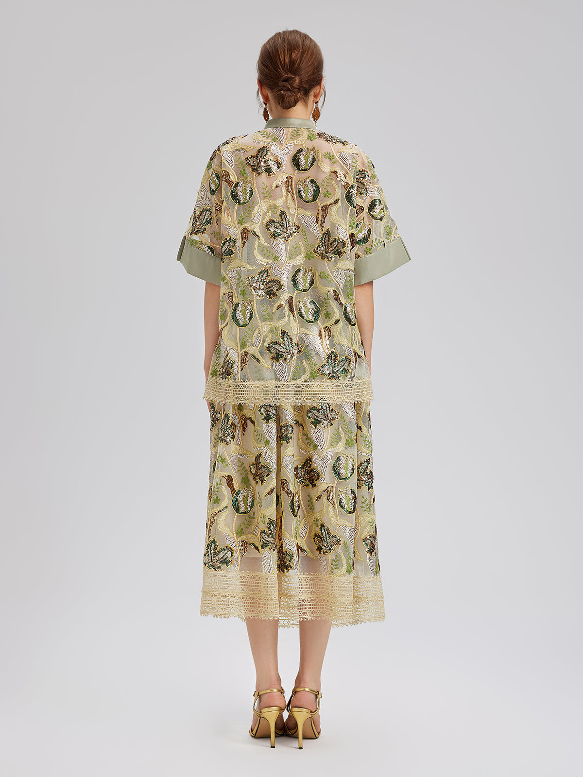 Pullu Dantelli Kloş Etek