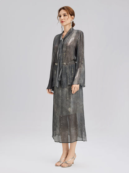 Yıkamalı Kot Görünümlü Midi Etek