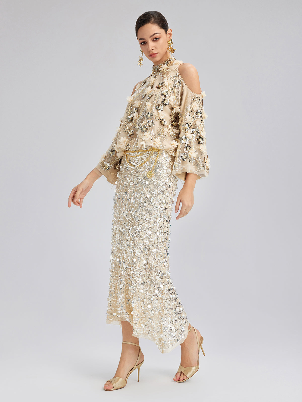 Katlı Pullu Balık Beli Lastikli Etek