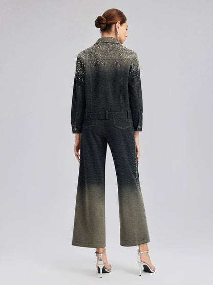 El Yapımı Taşlı Renk Geçişli Triko Ceket