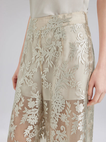 Vintage Nakışlı Rahat Pantolon