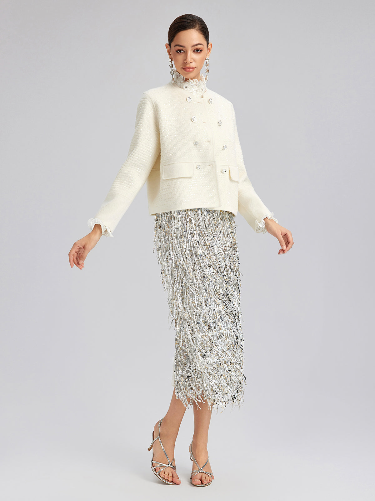 Püsküllü Pullu Midi Etek