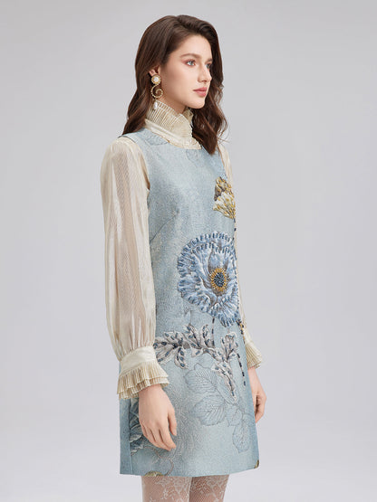 El Yapımı 3 Boyutlu Çiçekli Boncuklu Elbise