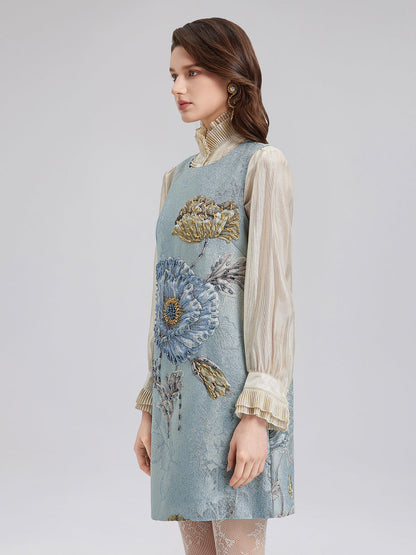 El Yapımı 3 Boyutlu Çiçekli Boncuklu Elbise