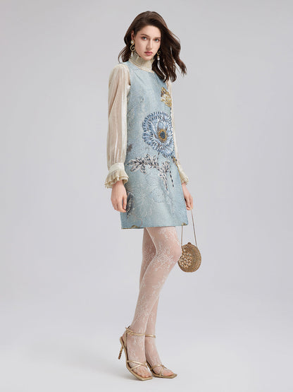 El Yapımı 3 Boyutlu Çiçekli Boncuklu Elbise