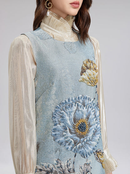 El Yapımı 3 Boyutlu Çiçekli Boncuklu Elbise