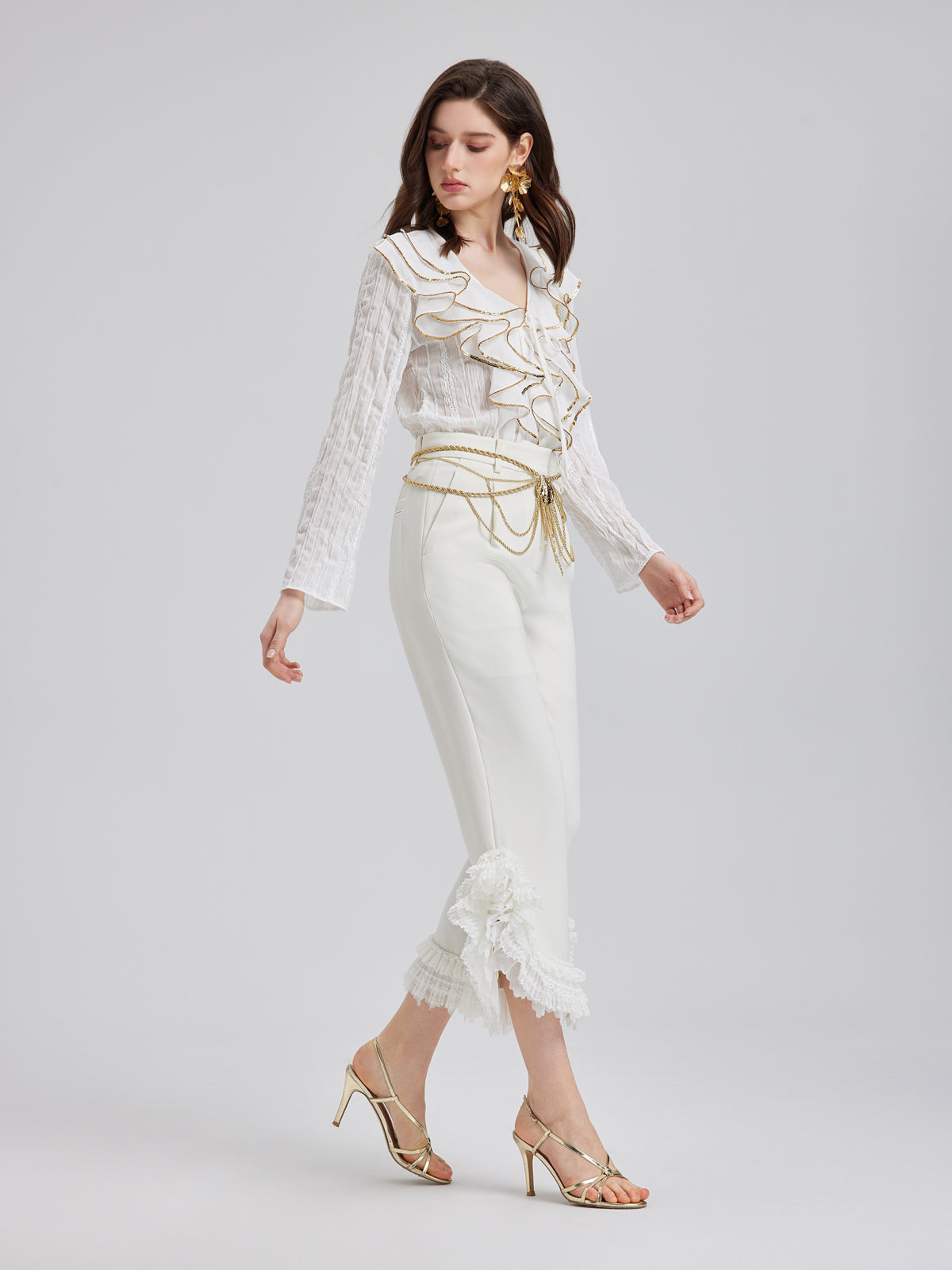 Katlı Fırfır Uçlu Havuç Pantolon