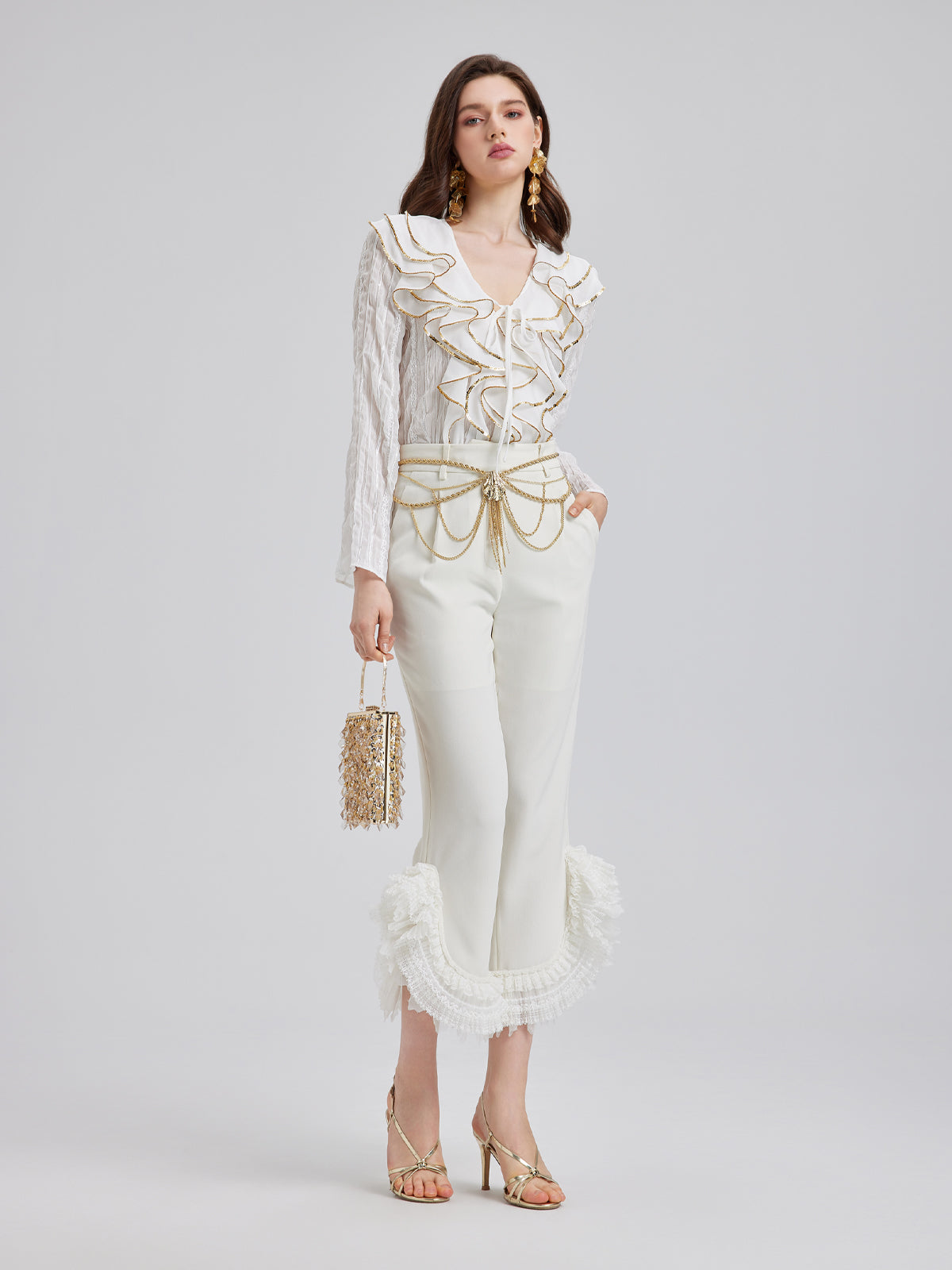 Katlı Fırfır Uçlu Havuç Pantolon