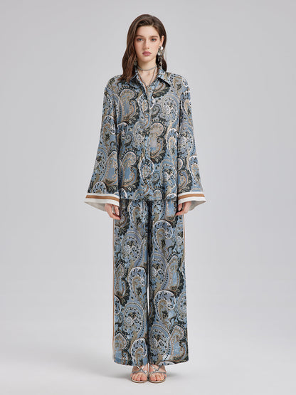 Çok Yönlü Bohem Desenli Bol Paça Pantolon